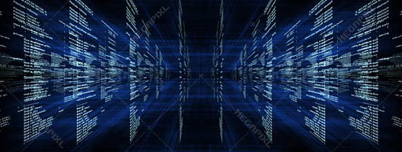 Matrix on blue with rays