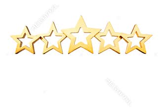 5 stars isolated gold white