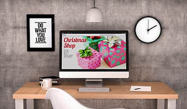 Workspace computer christmas shop website