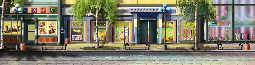 A street of the small town - 3. Panorama view.