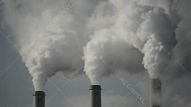Coal Power Plant Emits Pollution from Smokestacks