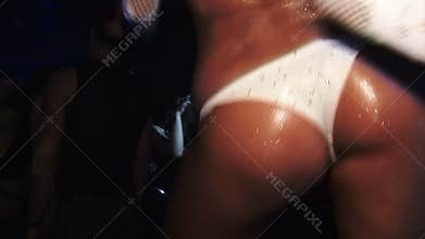 Girl dancer in white panties in oil