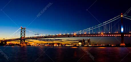 Benjamin Franklin Bridge at Sunset