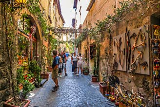 Beautiful alley near Cathedral of Orvieto, Umbria, Italy