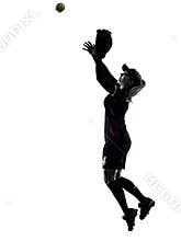 Woman playing softball players silhouette isolated