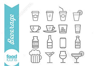 Beverage line icons