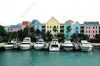 Colorful row of houses and boats