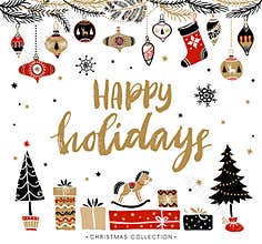Happy Holidays. Christmas greeting card with calligraphy.