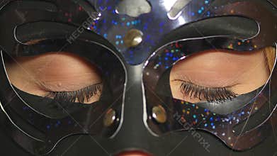 Close up eyes of woman in mask. close up