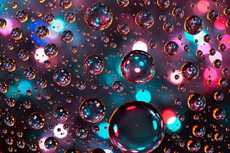 Abstract background texture drops of water and art light on glass. Creative space design