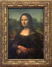 Mona Lisa canvas at Louvre Museum in Paris