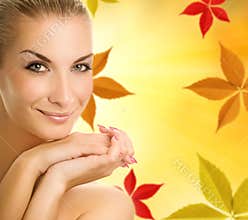 Woman over autumn background