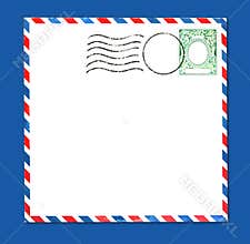 Envelope With Postal Stamp and Stripes