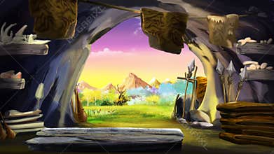 Exit from the stone cave.