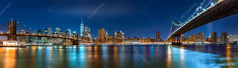 Night panorama with the Two Bridges