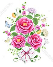 Watercolor floral composition