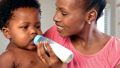 New mother feeding her baby