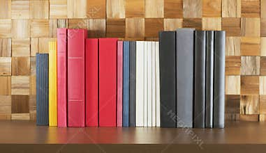 Books on bookshelf