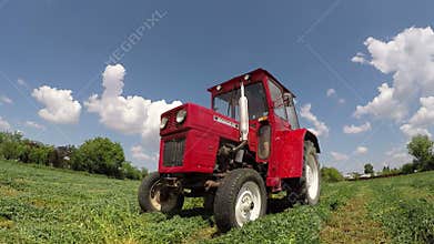 Tractor working in agriculture video with sound