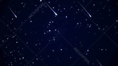 Meteor shower with starry sky