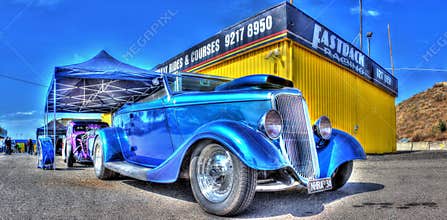 Vintage blue car