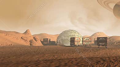 Colony on a Mars like red planet