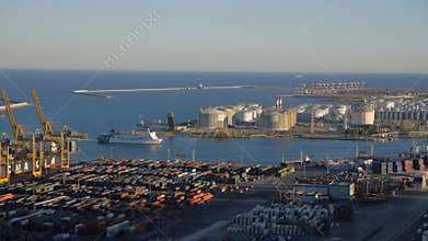 Aerial view of Barcelona port