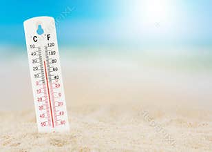 thermometer on beach