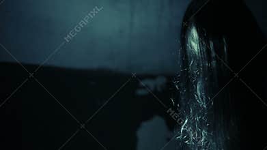 Spirit of the girl in an old scary house. limb of Satan