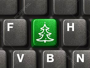 Computer keyboard with Christmas tree key