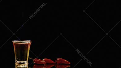 Burning drink red peppers small glass