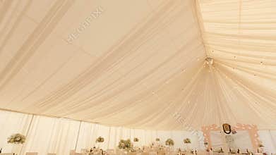 Interior of a wedding hall decoration ready for guests