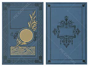 Beautiful cover of a vintage book with floral frame an blank label for your text.