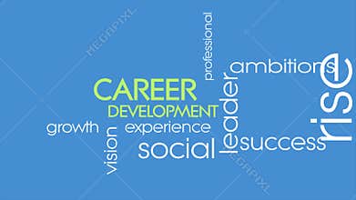 Career development motivational introduction animation video. Moving text animation with keywords related to career