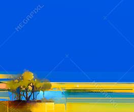 Abstract colorful oil painting landscape on canvas