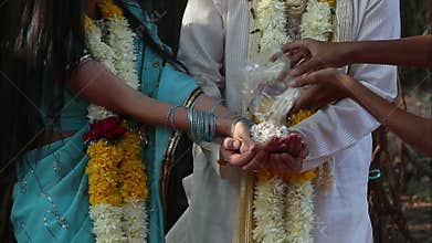 Bride and groom on Indian wedding ceremony