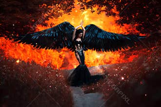 Black Angel. Pretty girl-demon
