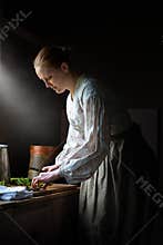 Farm Wife Cooking Dinner, Food