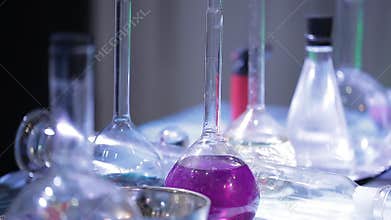 Flasks with chemical liquid.