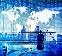 Binary Code Cartography Business People Concept