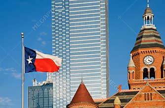 Dallas museum and Texas flag