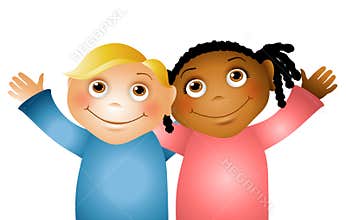 Hugging Children Friends 2