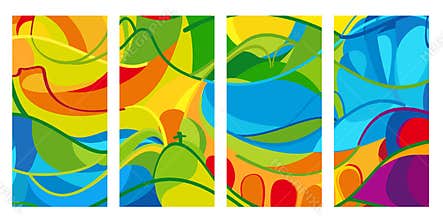 Rio Summer competition Games abstract posters set colorful background vector banner template