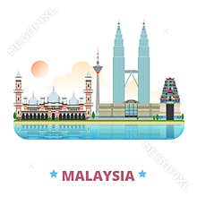 Malaysia country design template Flat cartoon styl