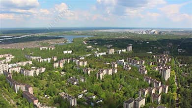 Chernobyl. Pripyat. Aerial view. Copter.