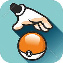 Hand and ball to catch monsters