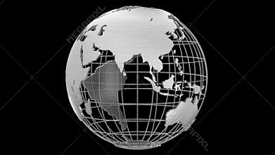 Earth planet 3D rotating globe alpha channel