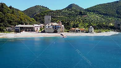 Mount Athos, Chalkidiki Greece - Arsanas Zografou at Agion Oros.
