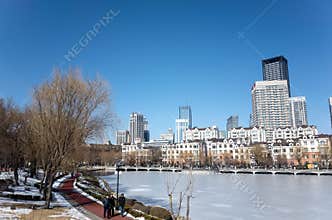 Dalian cityscape in winter