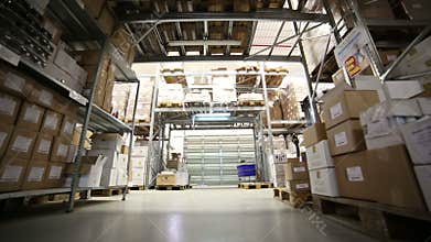 Indoor warehouse with boxes